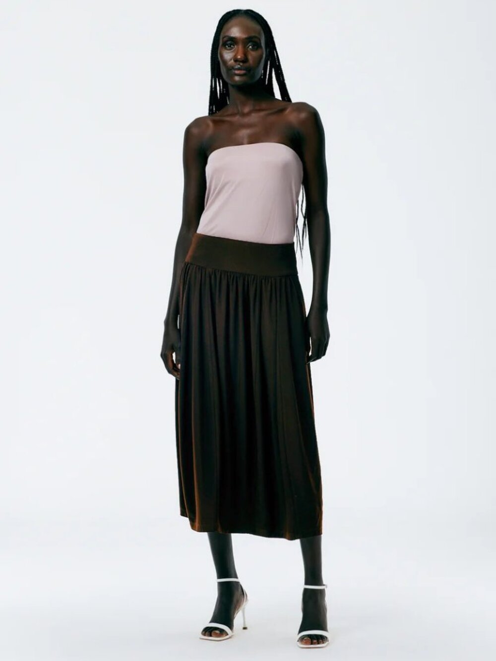 Tibi Drapey Jersey Lantern Skirt Brown Size 2